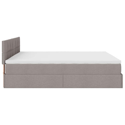 Ottoman-Bett mit Matratzen & LEDs Taupe 200x200 cm Stoff