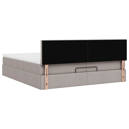 Ottoman-Bett mit Matratzen & LEDs Taupe 200x200 cm Stoff