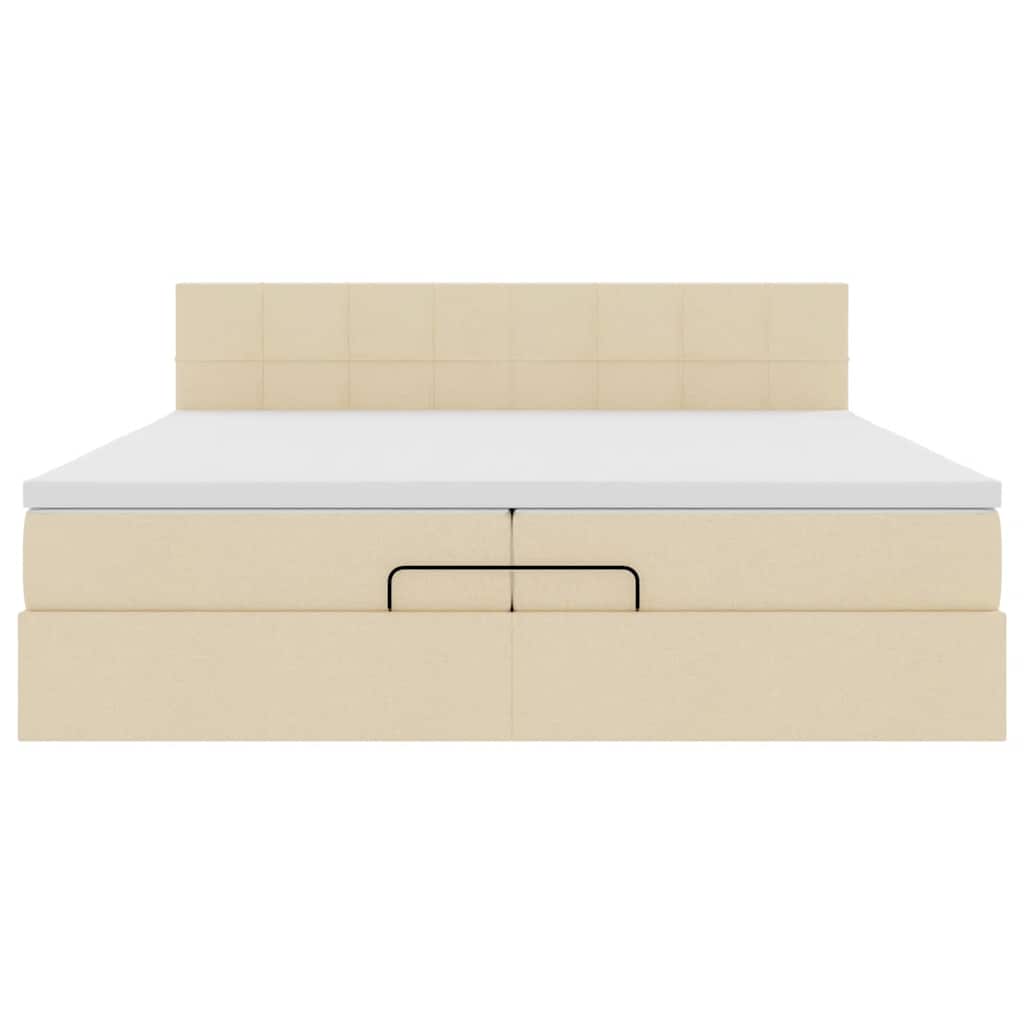Ottoman-Bett mit Matratzen & LEDs Creme 200x200 cm Stoff