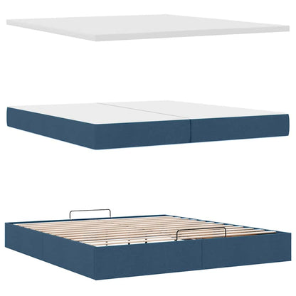 Ottoman-Bett mit Matratzen & LEDs Blau 200x200 cm Stoff