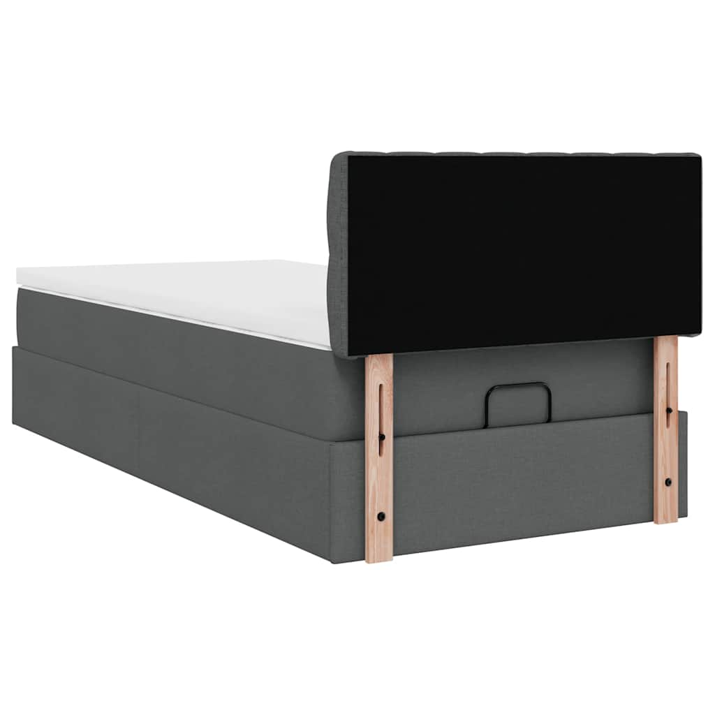 Ottomane Bett mit Matratze & LEDs Dunkelgrau 80x200 cm Stoff
