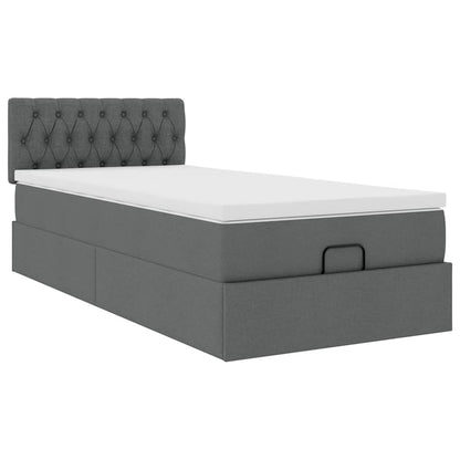 Ottomane Bett mit Matratze & LEDs Dunkelgrau 80x200 cm Stoff