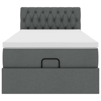 Ottomane Bett mit Matratze & LEDs Dunkelgrau 80x200 cm Stoff