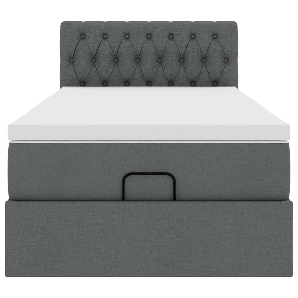 Ottomane Bett mit Matratze & LEDs Dunkelgrau 80x200 cm Stoff
