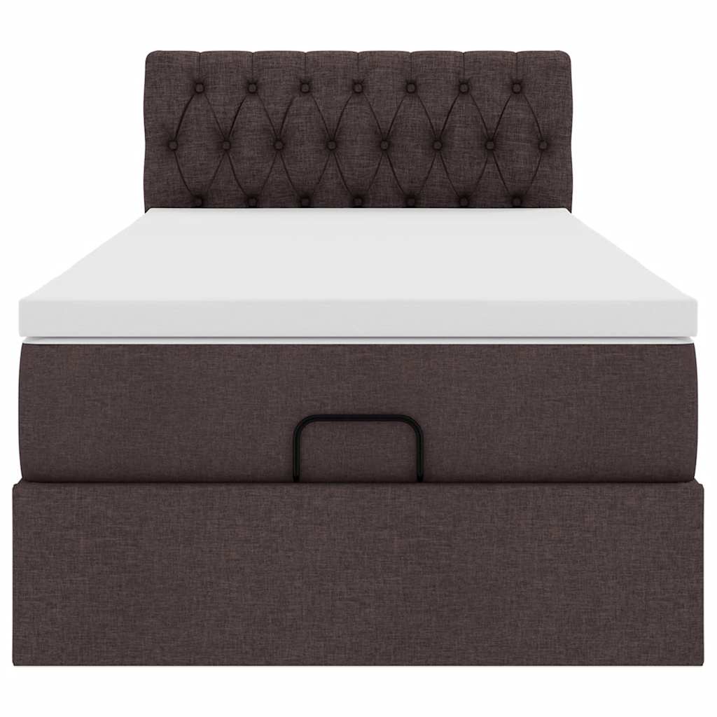 Ottoman-Bett mit Matratze & LEDs Dunkelbraun 80x200 cm Stoff