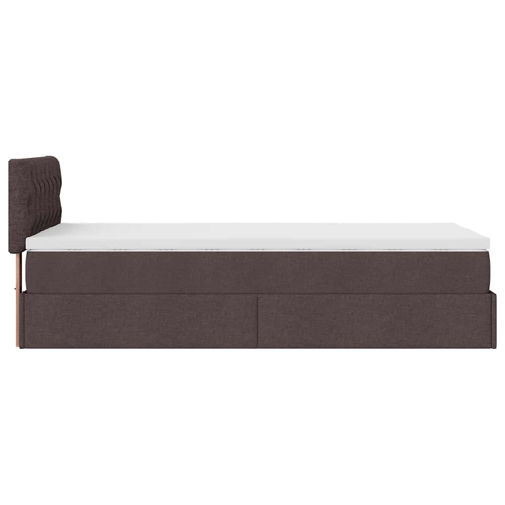 Ottoman-Bett mit Matratze & LEDs Dunkelbraun 80x200 cm Stoff