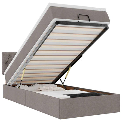 Ottoman-Bett mit Matratze & LEDs Taupe 80x200 cm Stoff