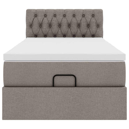 Ottoman-Bett mit Matratze & LEDs Taupe 80x200 cm Stoff
