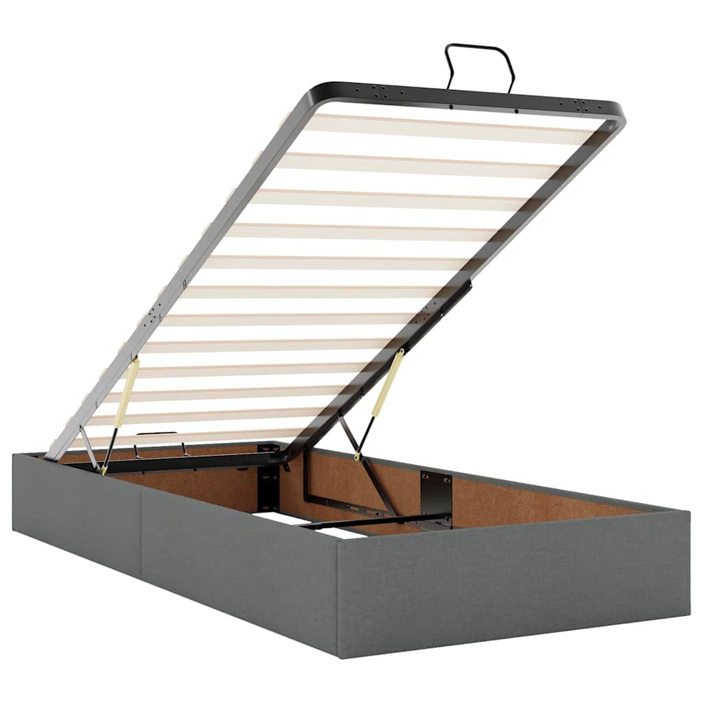 Ottoman-Bett mit Matratze & LEDs Dunkelgrau 90x190 cm Stoff