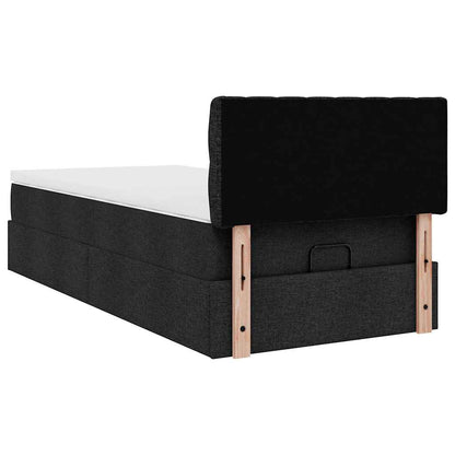 Ottoman-Bett mit Matratze & LEDs Schwarz 90x190 cm Stoff
