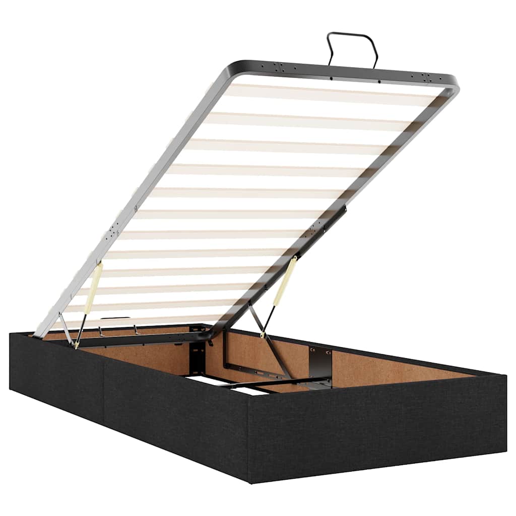 Ottoman-Bett mit Matratze & LEDs Schwarz 90x190 cm Stoff