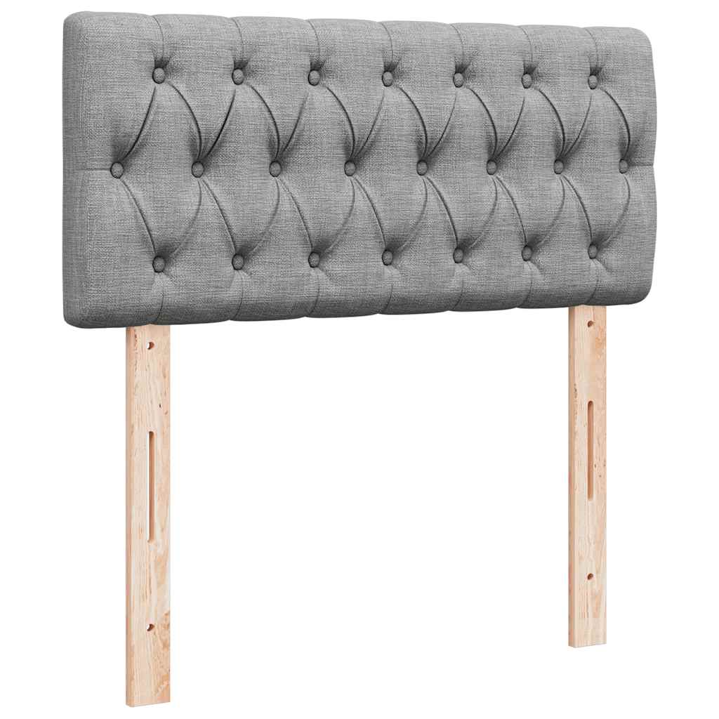 Ottomane Bett mit Matratze & LEDs Hellgrau 90x200 cm Stoff