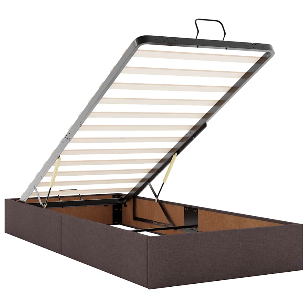 Ottomane Bett mit Matratze & LEDs Dunkelbraun 90x200 cm Stoff