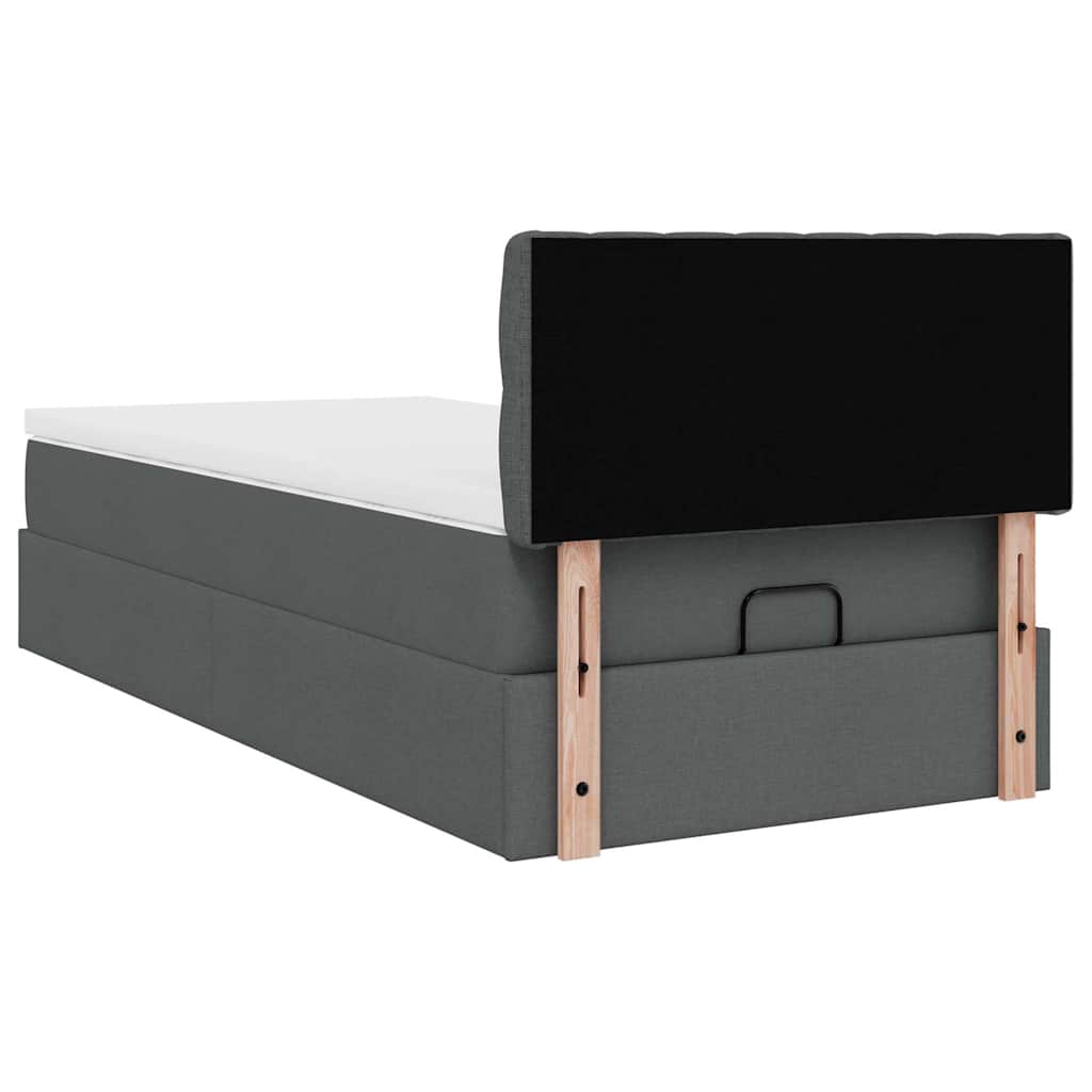 Ottoman-Bett mit Matratze & LEDs Dunkelgrau 100x200 cm Stoff