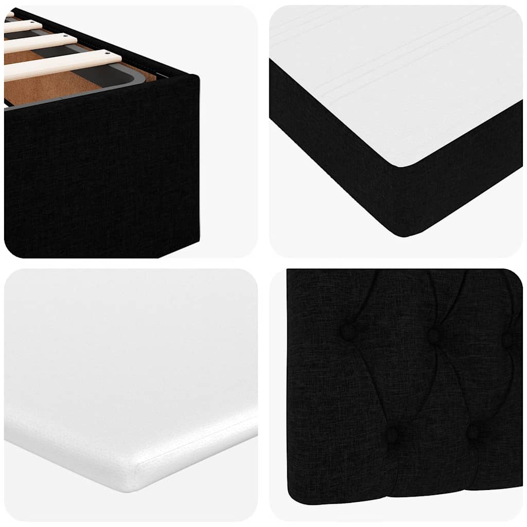 Ottoman-Bett mit Matratze & LEDs Schwarz 100x200 cm Stoff