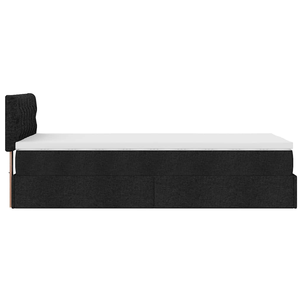 Ottoman-Bett mit Matratze & LEDs Schwarz 100x200 cm Stoff