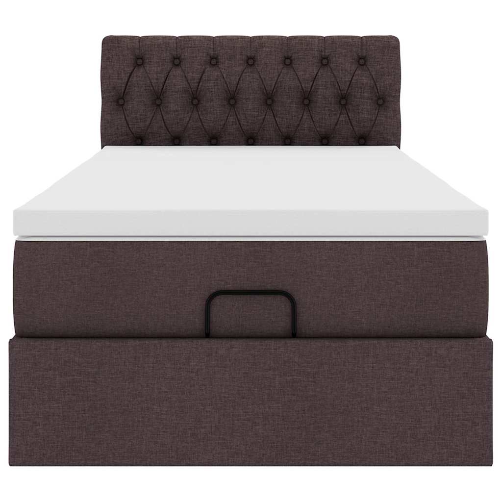 Ottoman-Bett mit Matratze & LEDs Dunkelbraun 100x200 cm Stoff