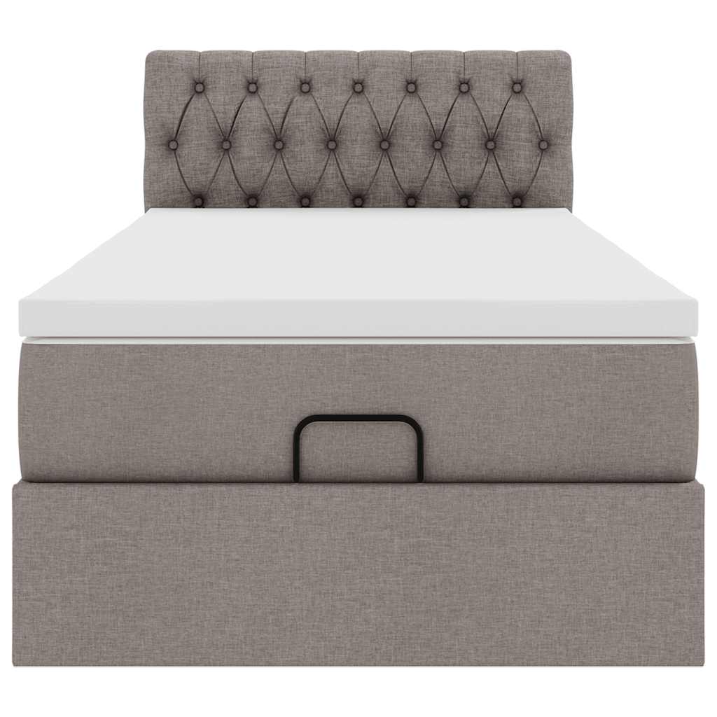 Ottoman-Bett mit Matratze & LEDs Taupe 100x200 cm Stoff