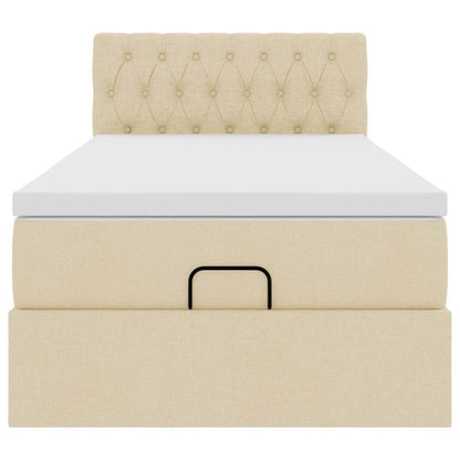 Ottoman-Bett mit Matratze & LEDs Creme 100x200 cm Stoff