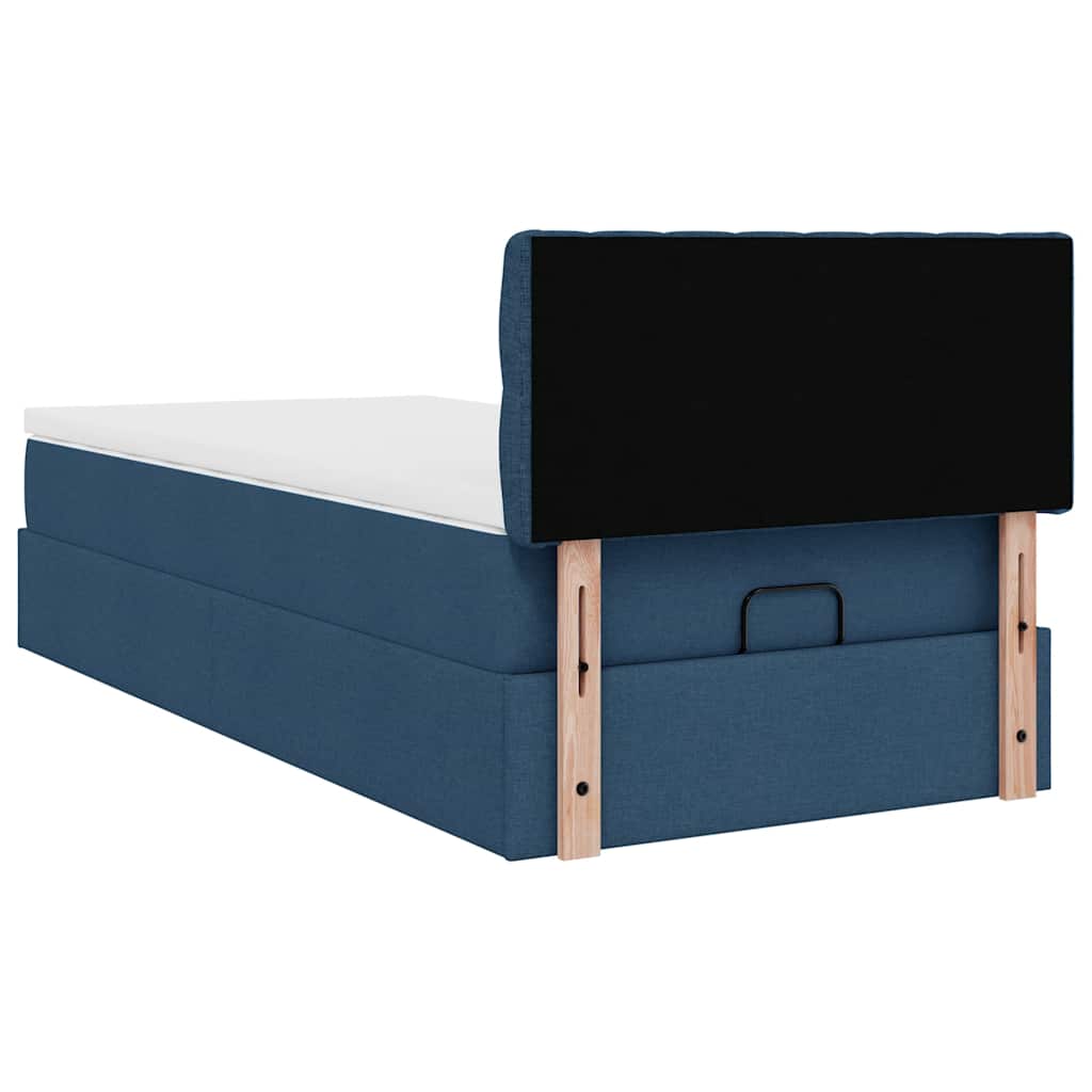 Ottomane Bett mit Matratze & LEDs Blau 100x200 cm Stoff