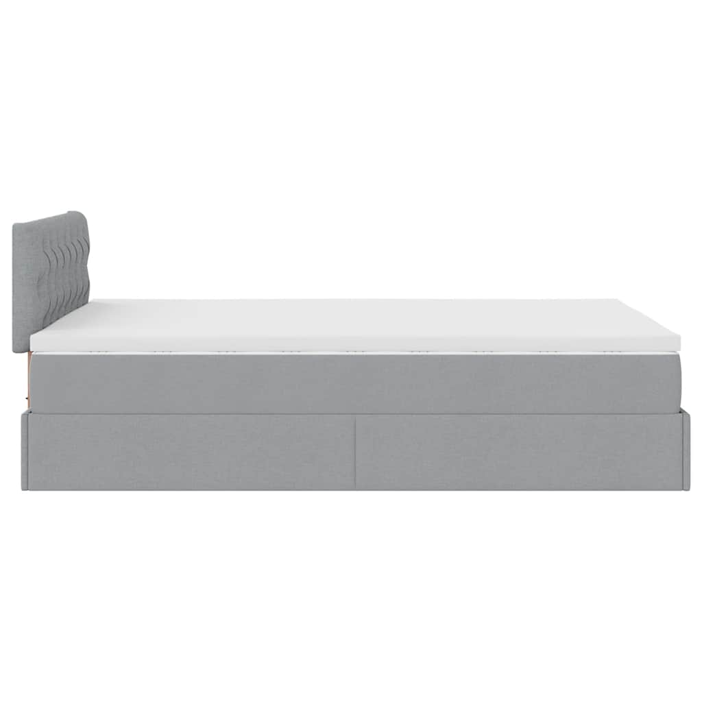 Ottoman-Bett mit Matratze & LEDs Hellgrau 120x190 cm Stoff