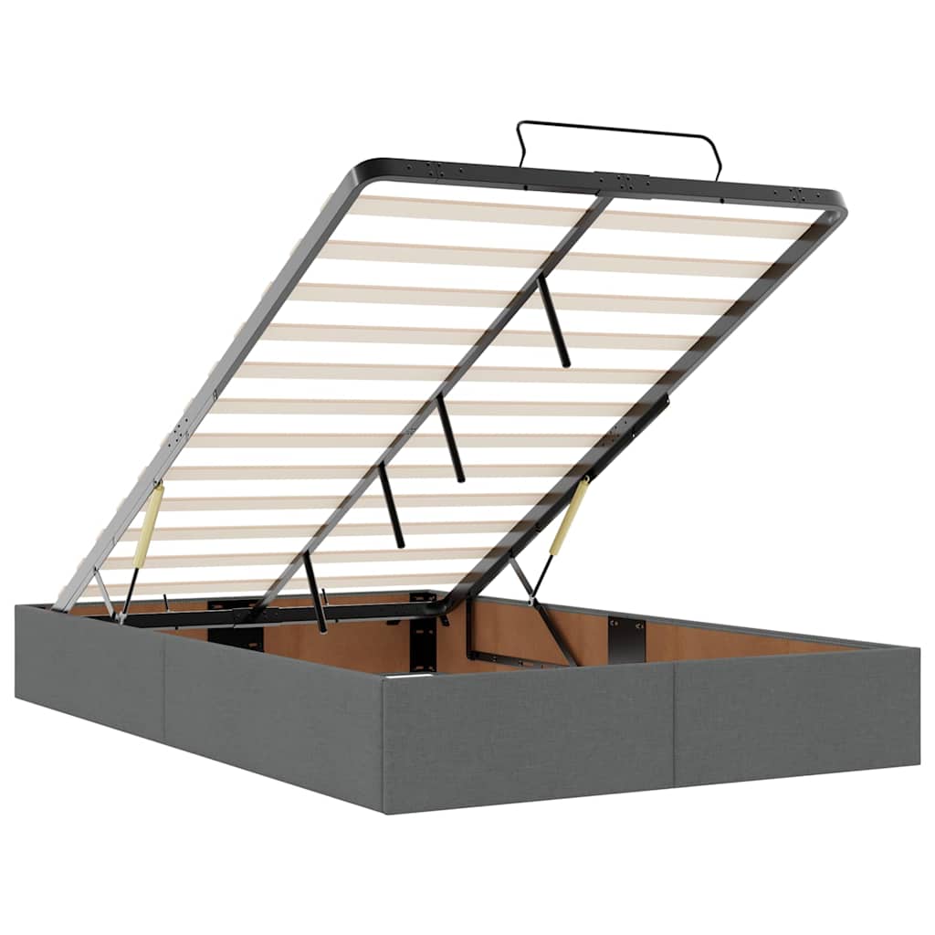 Ottomane Bett mit Matratze & LEDs Dunkelgrau 120x190 cm Stoff