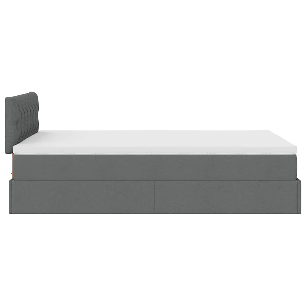 Ottomane Bett mit Matratze & LEDs Dunkelgrau 120x190 cm Stoff