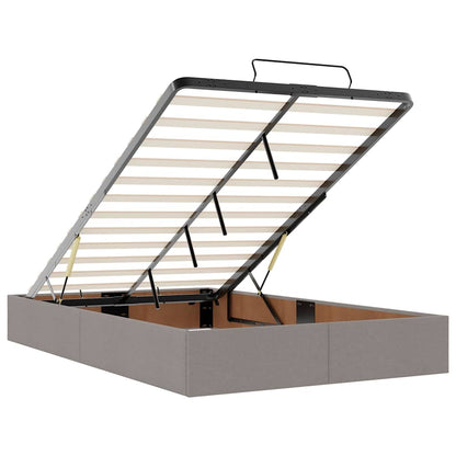 Ottomane Bett mit Matratze & LEDs Taupe 120x190 cm Stoff