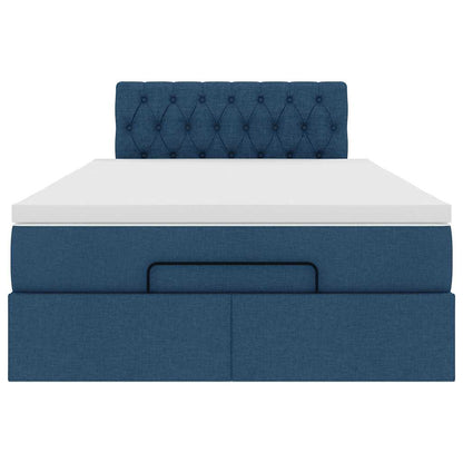 Ottomane Bett mit Matratze & LEDs Blau 120x190 cm Stoff