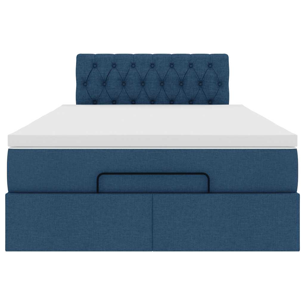 Ottomane Bett mit Matratze & LEDs Blau 120x190 cm Stoff