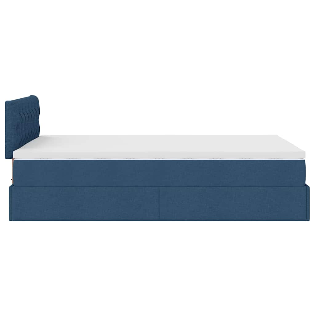 Ottomane Bett mit Matratze & LEDs Blau 120x190 cm Stoff