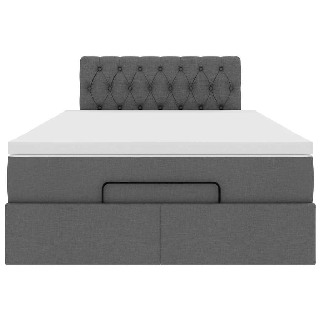 Ottomane Bett mit Matratze & LEDs Dunkelgrau 120x200 cm Stoff
