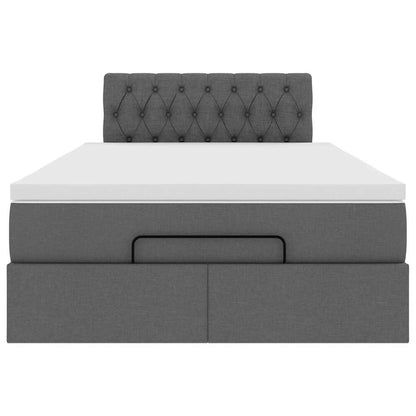 Ottomane Bett mit Matratze & LEDs Dunkelgrau 120x200 cm Stoff