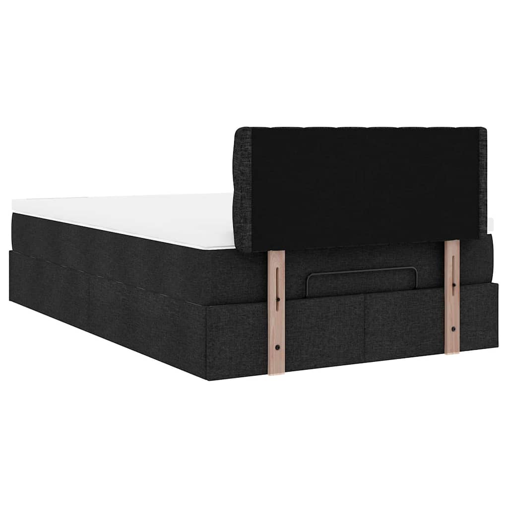 Ottoman-Bett mit Matratze & LEDs Schwarz 120x200 cm Stoff