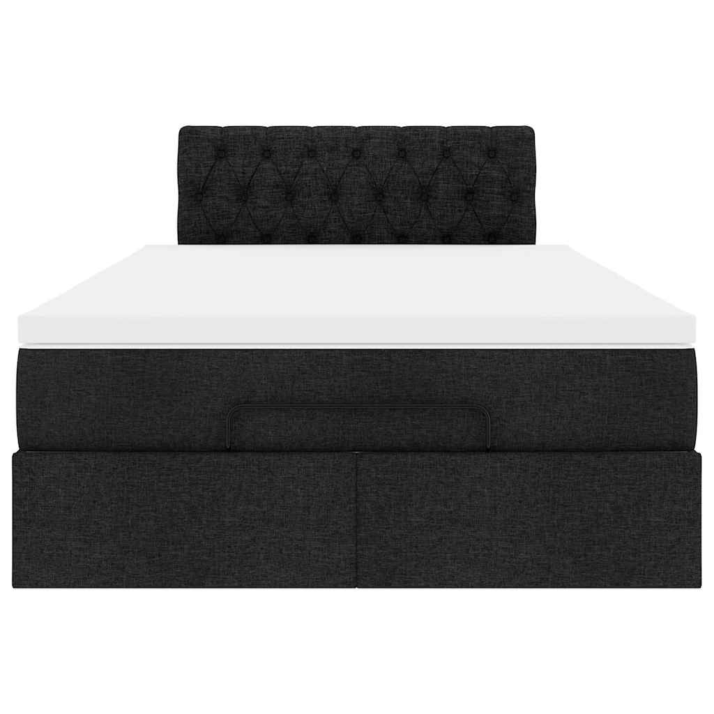 Lit ottoman avec matelas et LED Tissu noir 120x200 cm