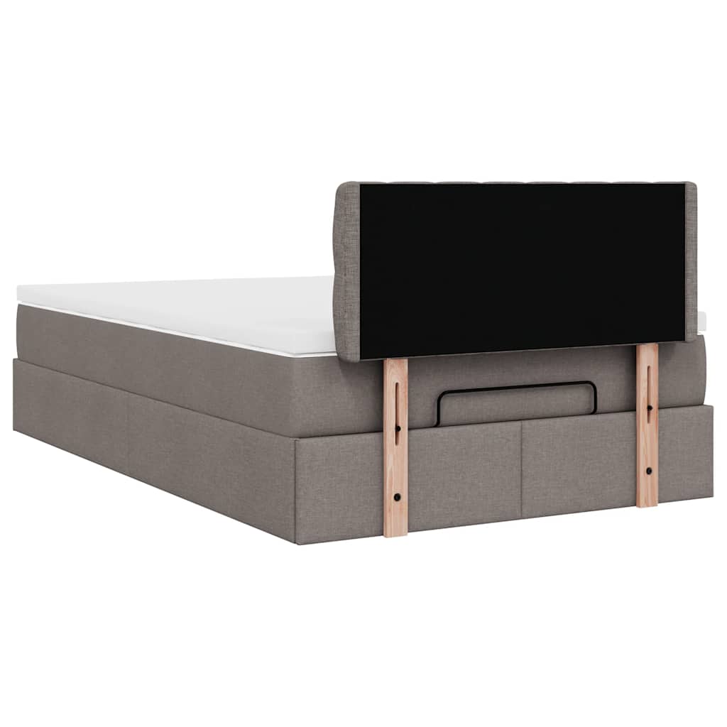 Ottoman-Bett mit Matratze & LEDs Taupe 120x200 cm Stoff