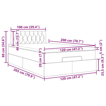 Ottoman-Bett mit Matratze & LEDs Taupe 120x200 cm Stoff