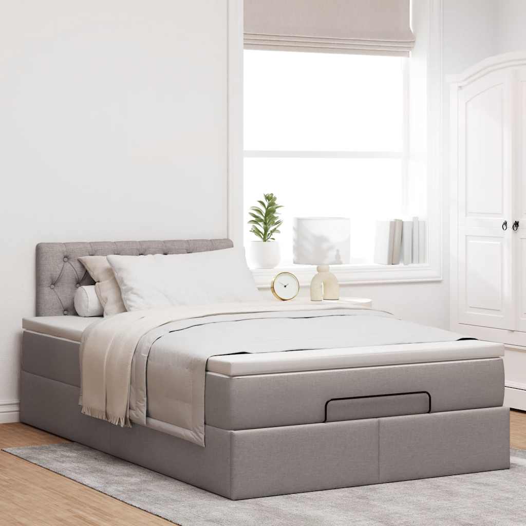 Ottoman-Bett mit Matratze & LEDs Taupe 120x200 cm Stoff
