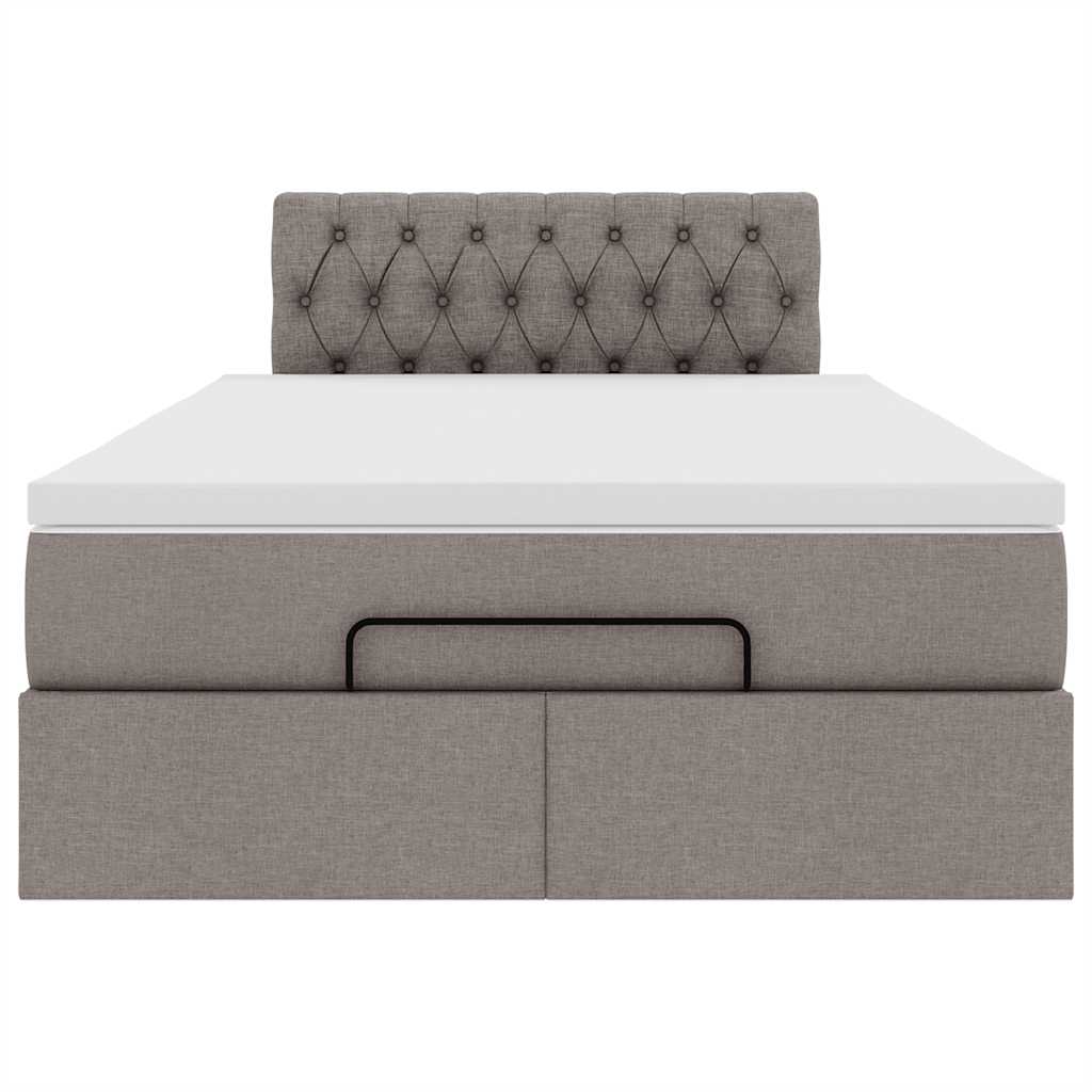 Ottoman-Bett mit Matratze & LEDs Taupe 120x200 cm Stoff