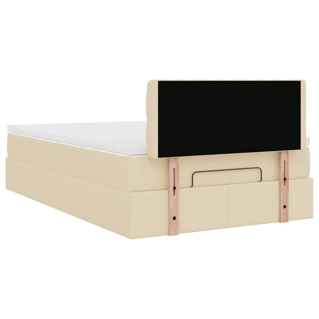 Ottoman-Bett mit Matratze & LEDs Creme 120x200 cm Stoff