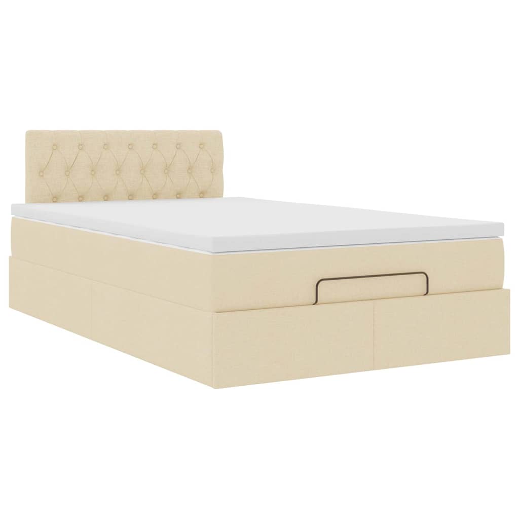 Ottoman-Bett mit Matratze & LEDs Creme 120x200 cm Stoff