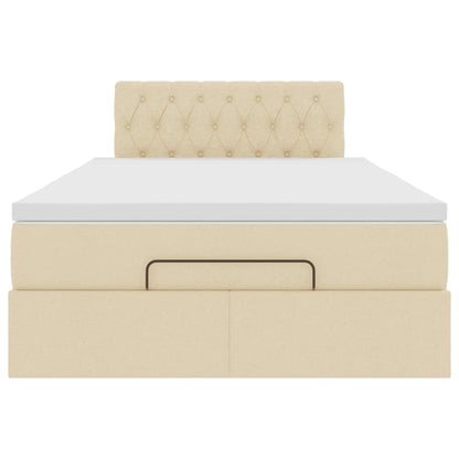 Ottoman-Bett mit Matratze & LEDs Creme 120x200 cm Stoff