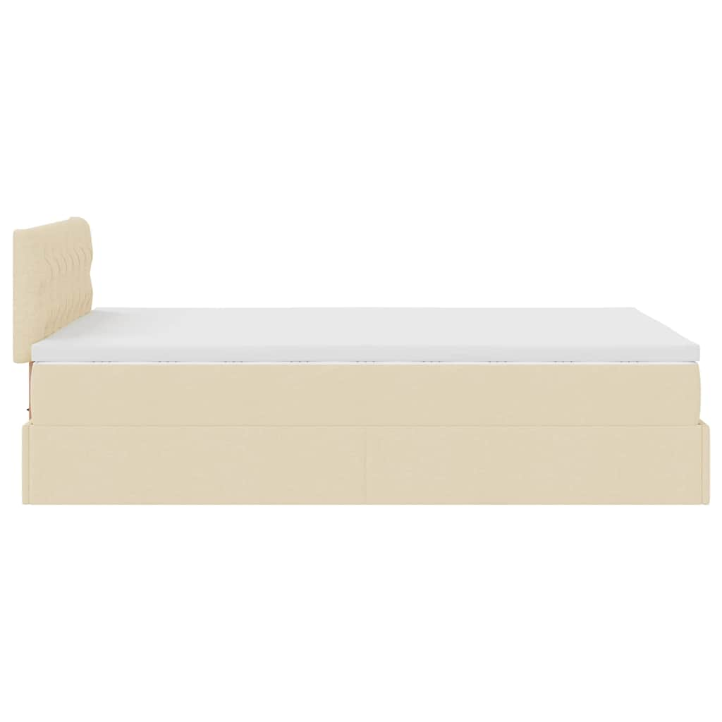 Ottoman-Bett mit Matratze & LEDs Creme 120x200 cm Stoff