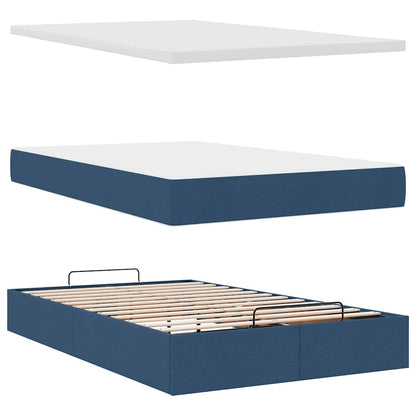 Ottomane Bett mit Matratze & LEDs Blau 120x200 cm Stoff
