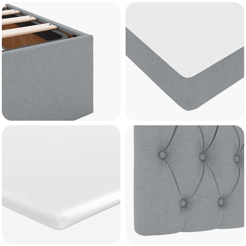 Ottomane Bett mit Matratze & LEDs Hellgrau 140x190 cm Stoff