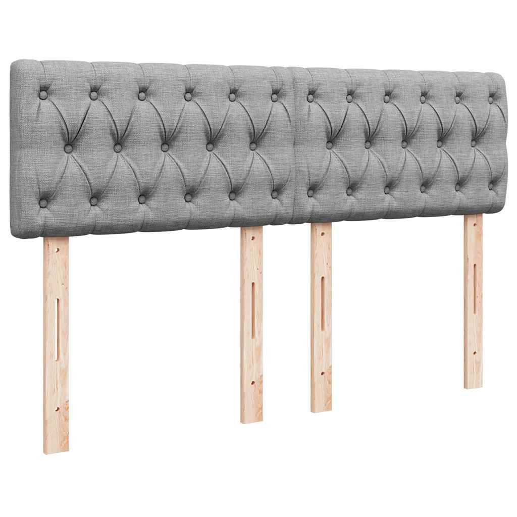 Ottomane Bett mit Matratze & LEDs Hellgrau 140x190 cm Stoff