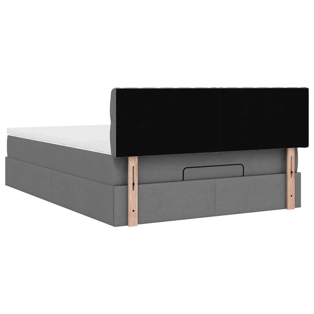 Ottomane Bett mit Matratze & LEDs Dunkelgrau 140x190 cm Stoff