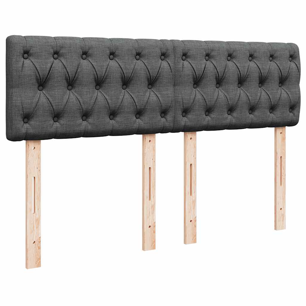 Ottomane Bett mit Matratze & LEDs Dunkelgrau 140x190 cm Stoff