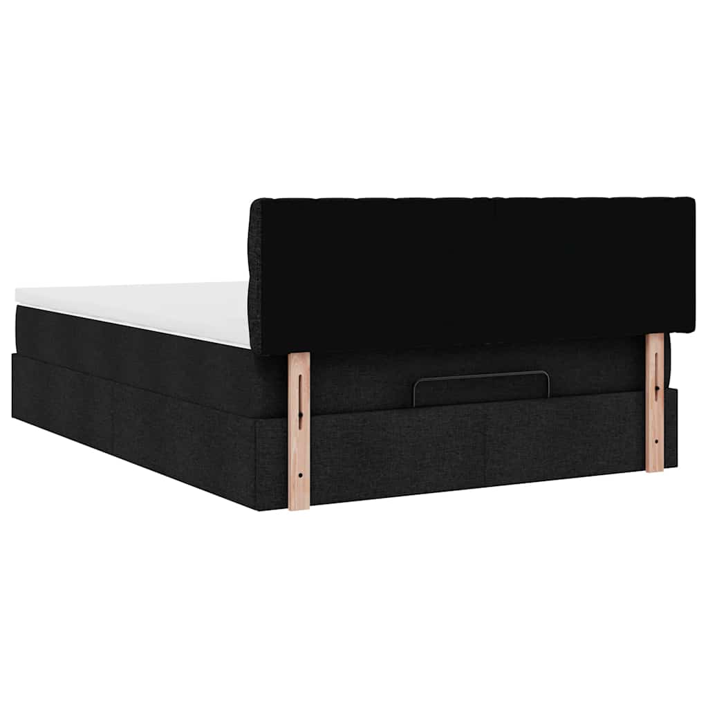 Ottomane Bett mit Matratze & LEDs Schwarz 140x190 cm Stoff