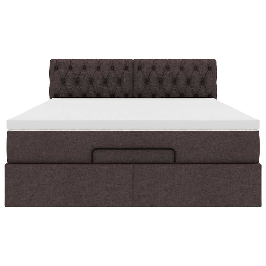 Ottomanische Bett mit Matratze & LEDs Dunkelbraun 140x190 cm